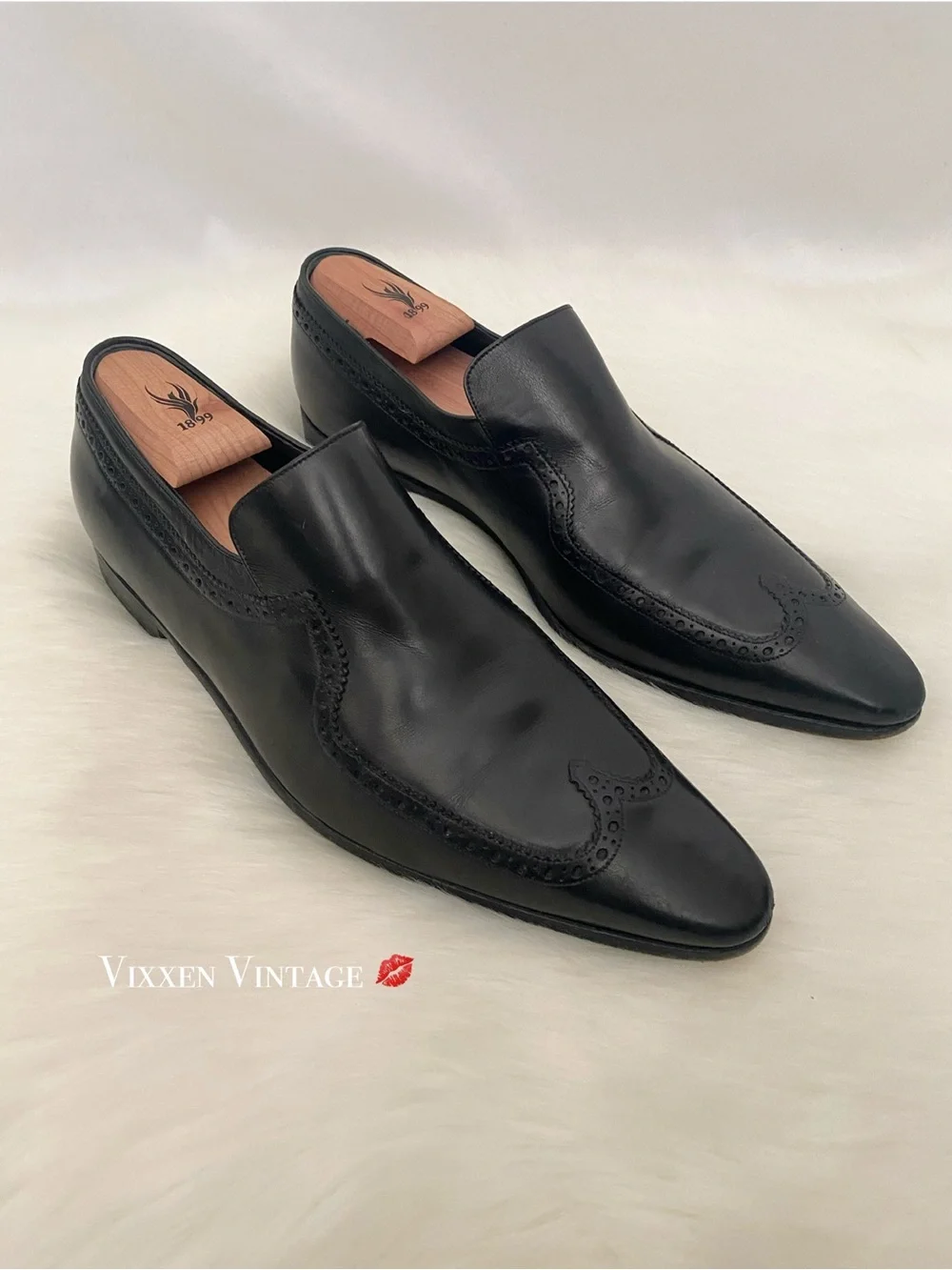 VINTAGE GUCCI LEATHER ‘MEN’S LOAFER WITH WINGTIP’ IN BLACK